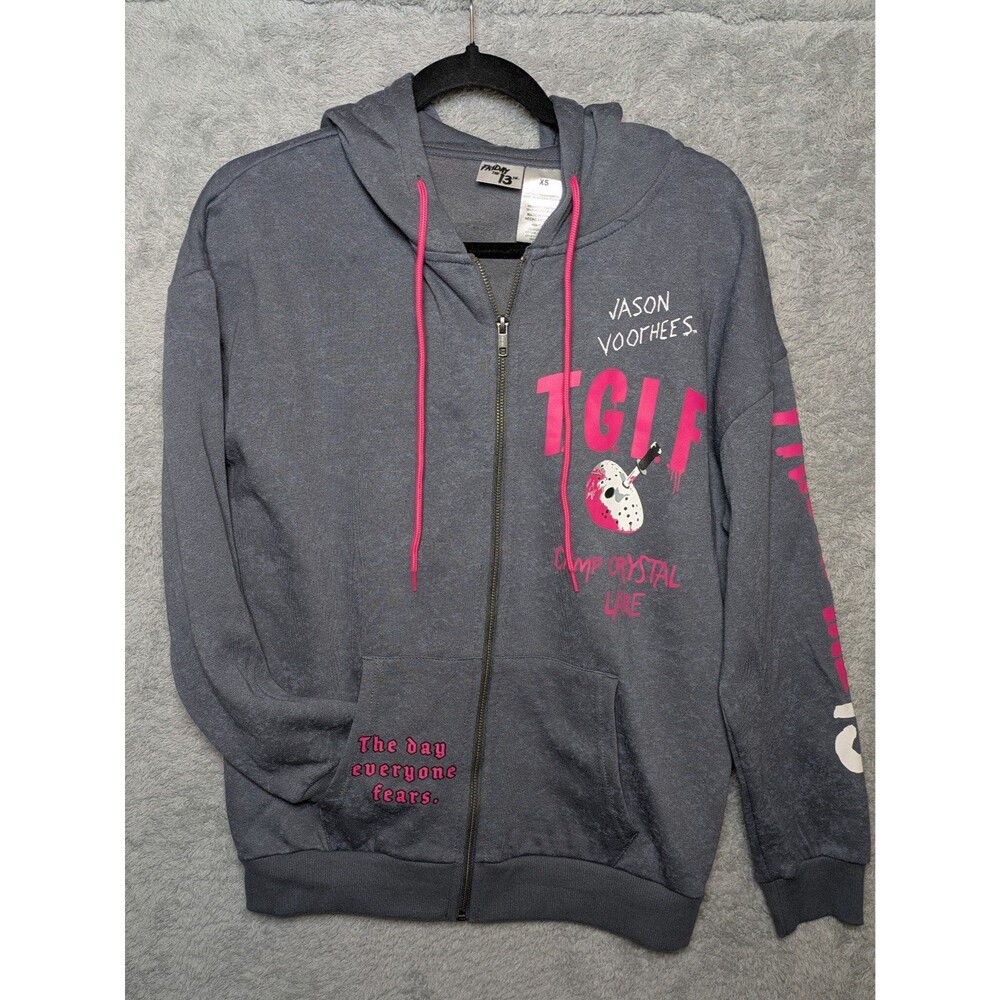 Friday the 13th Jason Vorhees Women’s XS Graphic Zip-Front Hoodie NWT